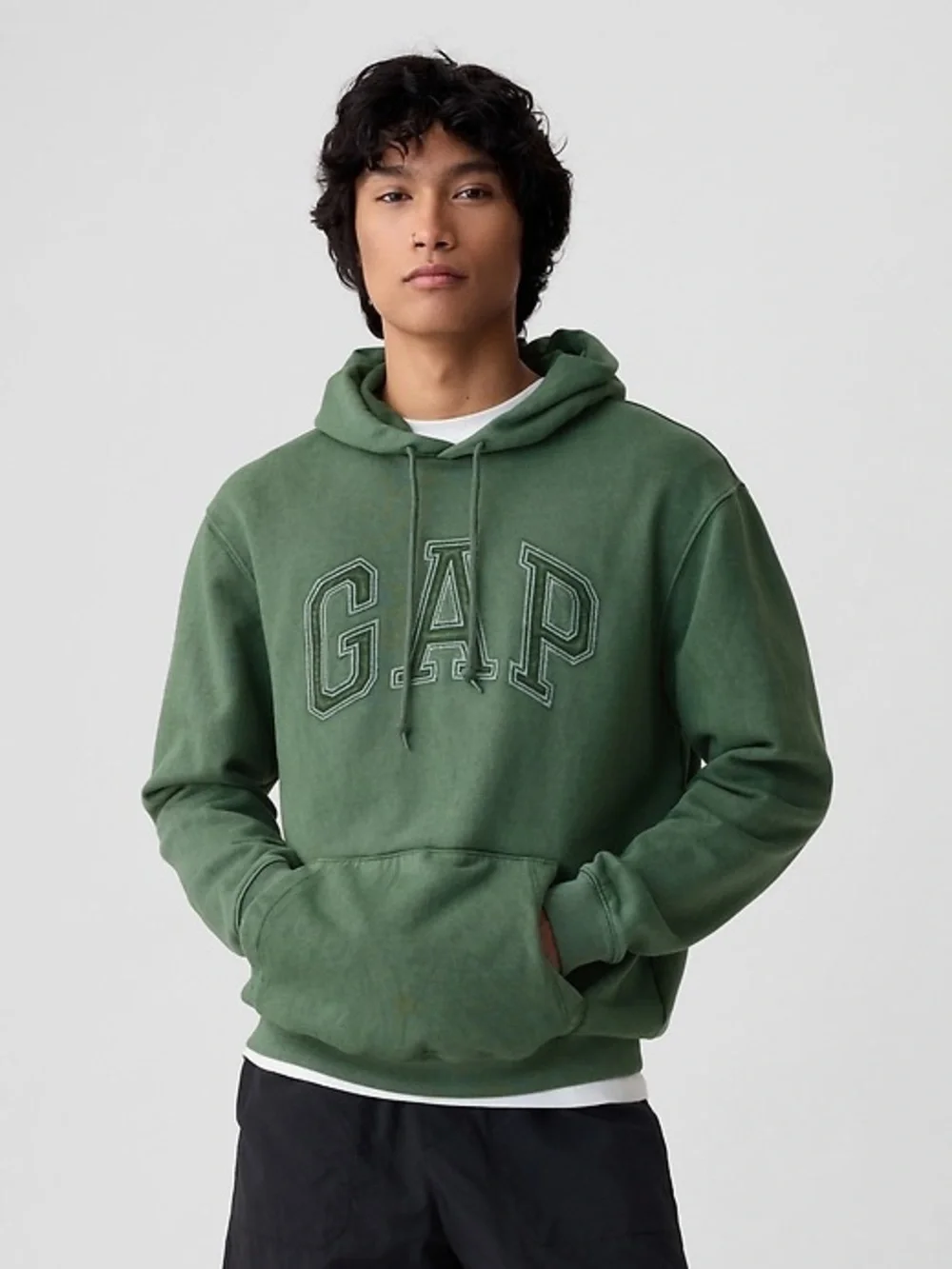 GAP Arch Logo Ripstop Hoodie Dark Forest Green XXL